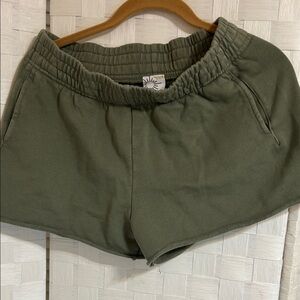 aerie Olive Athletic Elastic-Waist Shorts